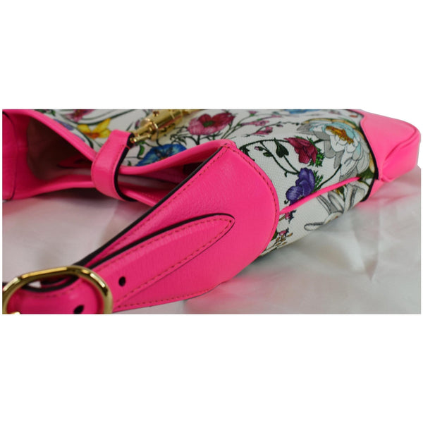 GUCCI Flora Jackie Medium Canvas Hobo Bag Pink 550152