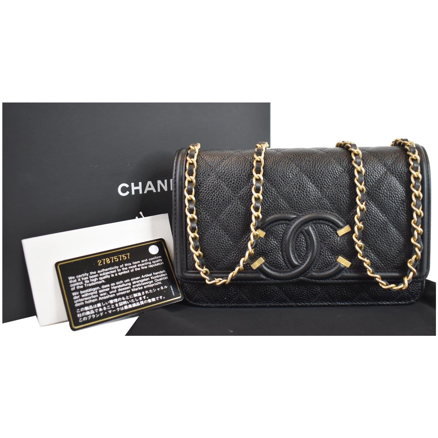 chanel black wallet on chain caviar