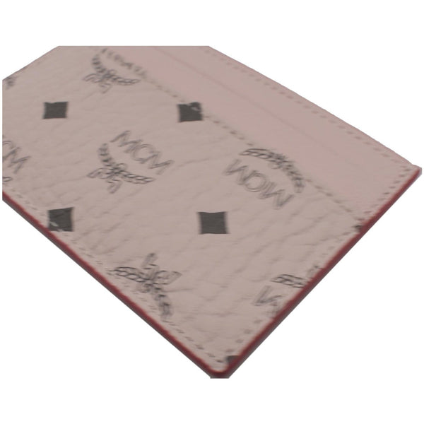 MCM Mini Visetos Monogram Canvas Card Holder Pink