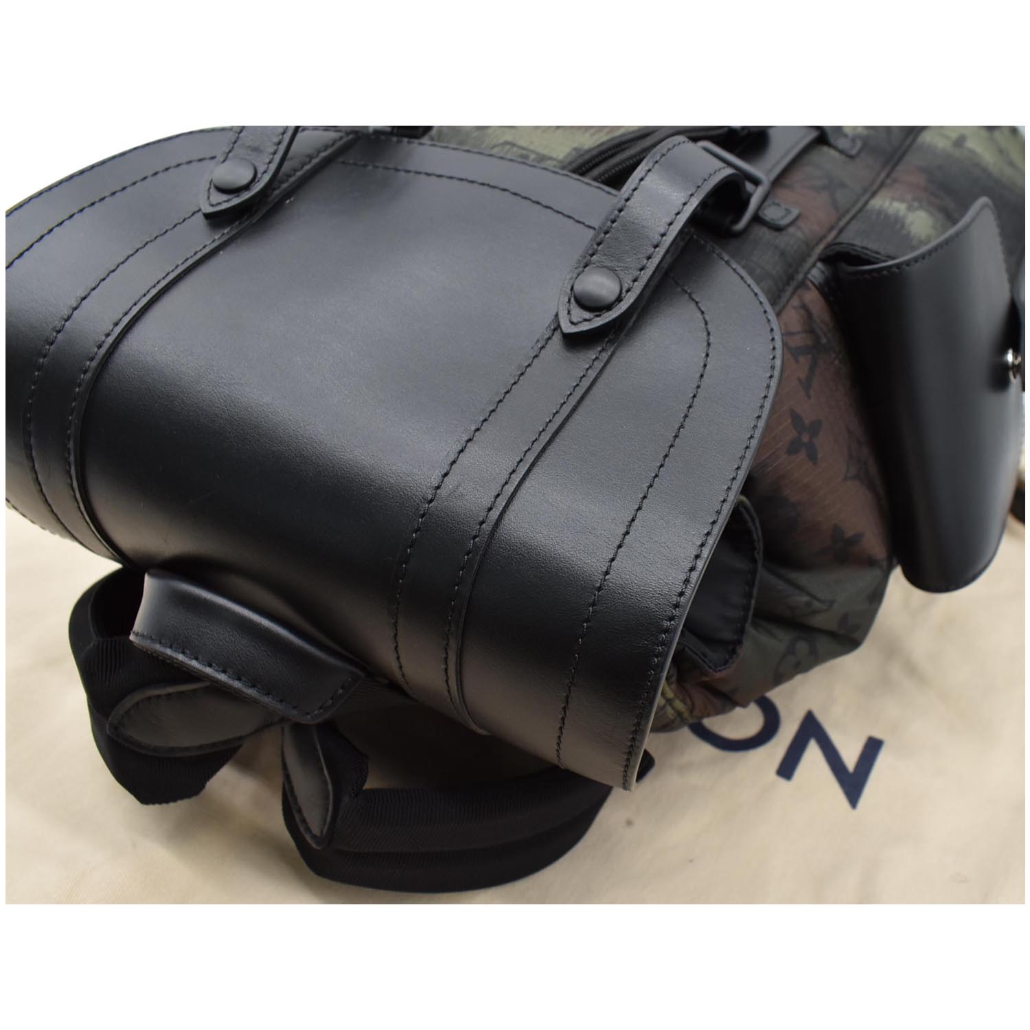 louis vuitton backpack christopher pm inside bag LOUIS VUITTON Christopher PM Camouflage Nylon Monogram Backpack Bag Black