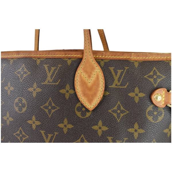 Louis Vuitton Neverfull MM Monogram Canvas Shoulder Bag - handle stitiching