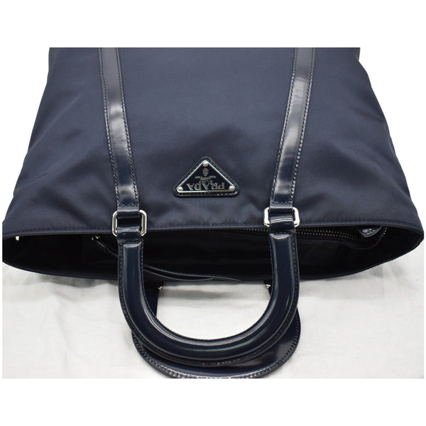 PRADA Nylon Leather Shopping Tote Shoulder Bag Dark Blue