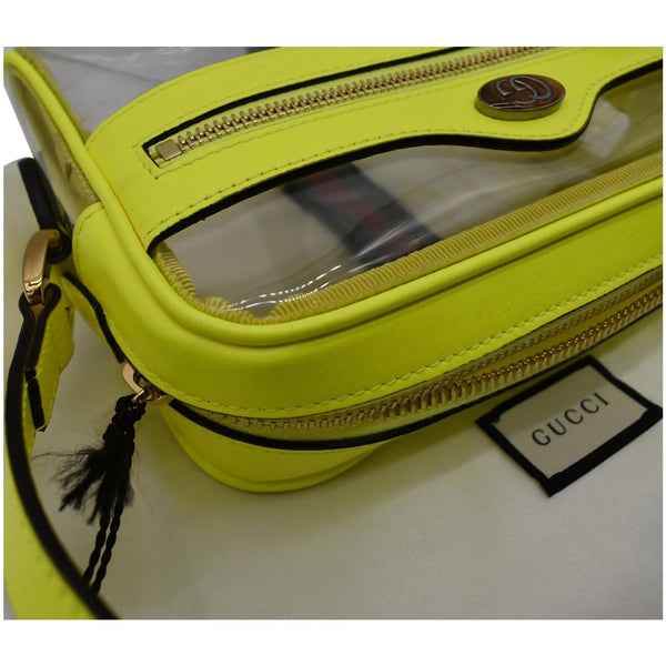 GUCCI Ophidia Mini GG Web PVC Crossbody Bag Neon Yellow 517350