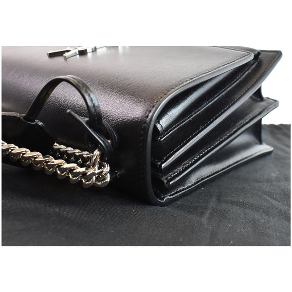 YVES SAINT LAURENT Monogram Sunset Medium Leather Shoulder Bag Black