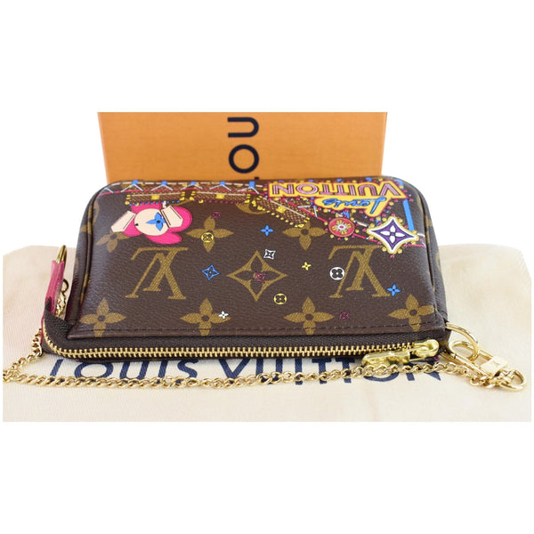 LOUIS VUITTON Mini Pochette Christmas Monogram Canvas Accessoires Pouch Brown