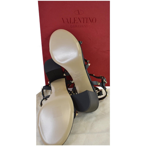 VALENTINO Garavani Caged Rockstud Leather Sandals Black Size 9.5