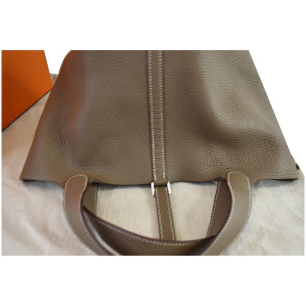 HERMES Picotin Lock 22 Taurillon Clemence Leather Satchel Bag Taupe