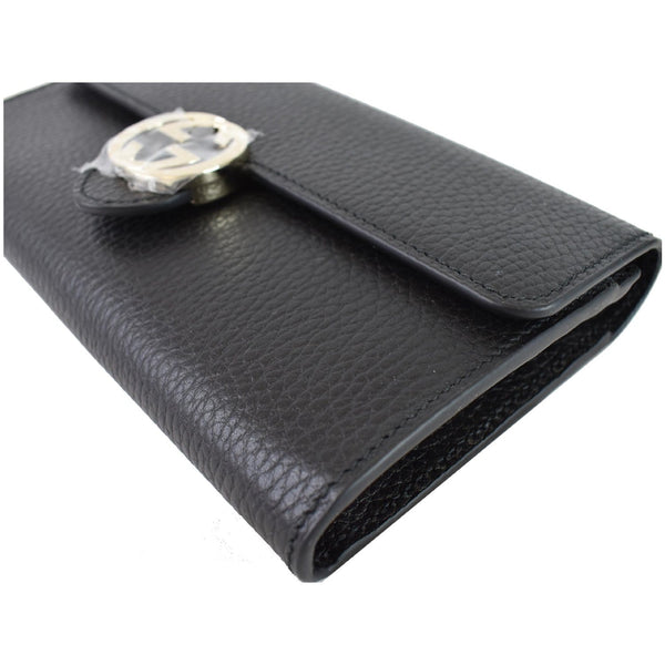 GUCCI GG Interlocking Continental Leather Wallet Black 598166