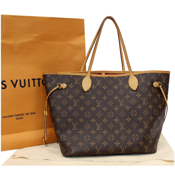 LOUIS VUITTON Neverfull MM Monogram Canvas Tote Shoulder Bag Brown