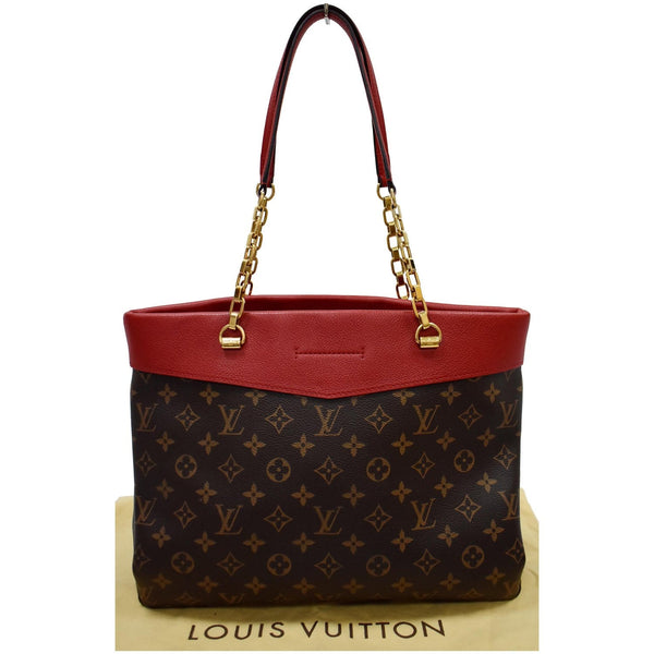LOUIS VUITTON Pallas Chain Monogram Canvas Shopper Bag Brown