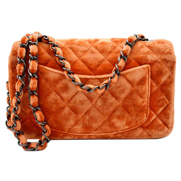 Chanel Small Flap Quilted Velvet Crossbody Bag - chain view