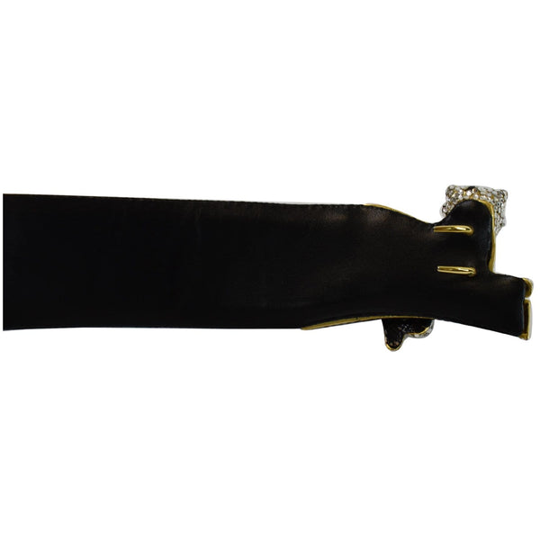 Judith Leiber Crystal Encrusted Buckle Belt black