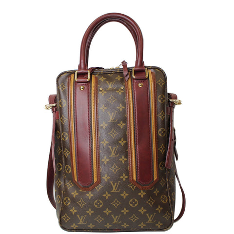 LOUIS VUITTON Bequia Porte Document Monogram Vertical Tote Bag Brown