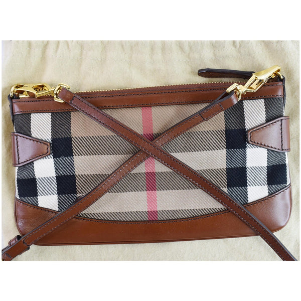 BURBERRY Bridle House Check Adeline Foldover Wristlet Clutch Crossboday Brown