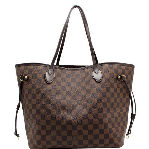 LOUIS VUITTON Neverfull MM Damier Ebene Tote Bag Brown