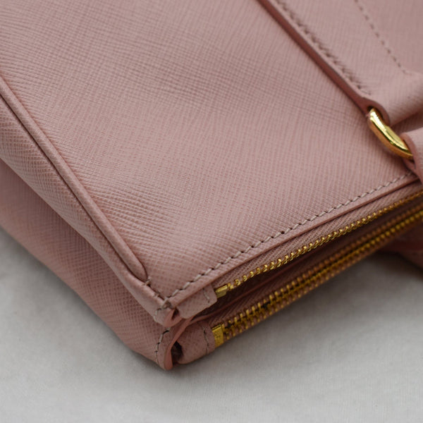 PRADA Galleria Large Double Zip Saffiano Leather Tote Bag Petal Pink - Hot Deals