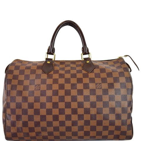 LOUIS VUITTON Speedy 35 Damier Ebene Satchel Handbag Brown