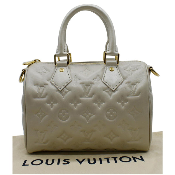 LOUIS VUITTON Speedy Limited Edition Bandouliere 22 Embossed Leather Shoulder Bag Ivory