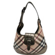 BURBERRY Brooke Check Canvas Hobo Bag Beige