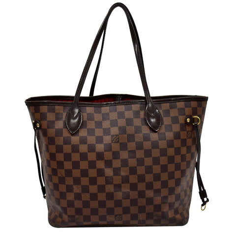 LOUIS VUITTON Neverfull MM Damier Ebene Tote Shoulder Bag Brown