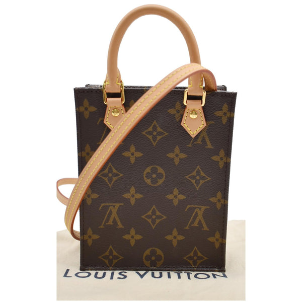 LOUIS VUITTON Petit Sac Plat Monogram Canvas Shoulder Bag Brown