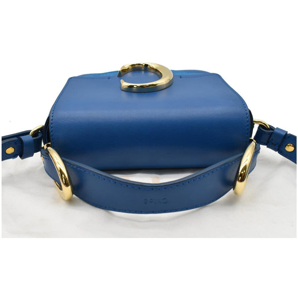 Chloe Mini C Flap Suede Leather Crossbody Bag Blue - DDH