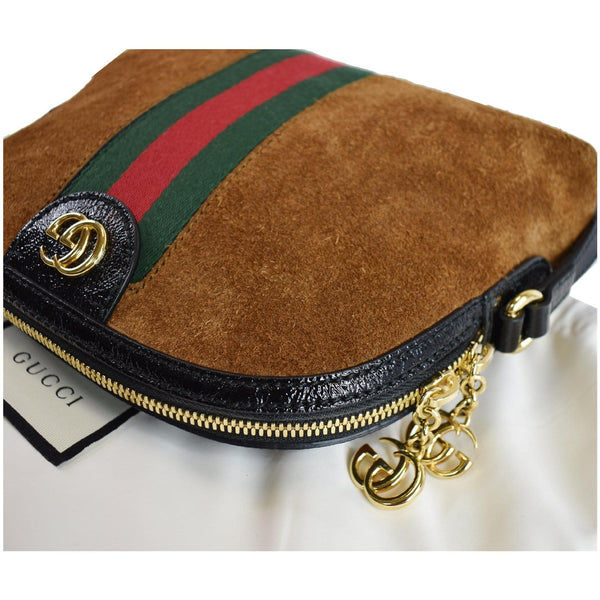 GUCCI Ophidia GG Small Suede Shoulder Bag Brown 499621