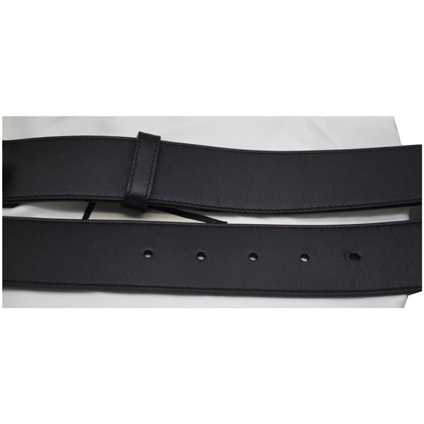 GUCCI 2015 Re-Edition Double G Wide Leather Belt Black 400593