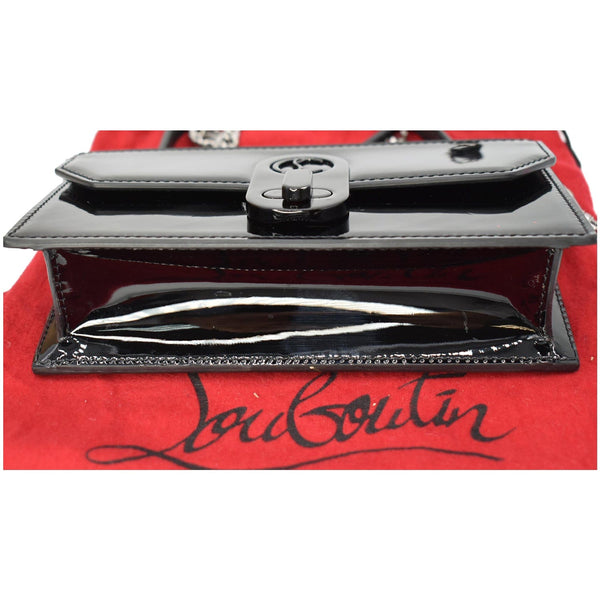 CHRISTIAN LOUBOUTIN Elisa Baguette Patent Leather Clutch Bag Black