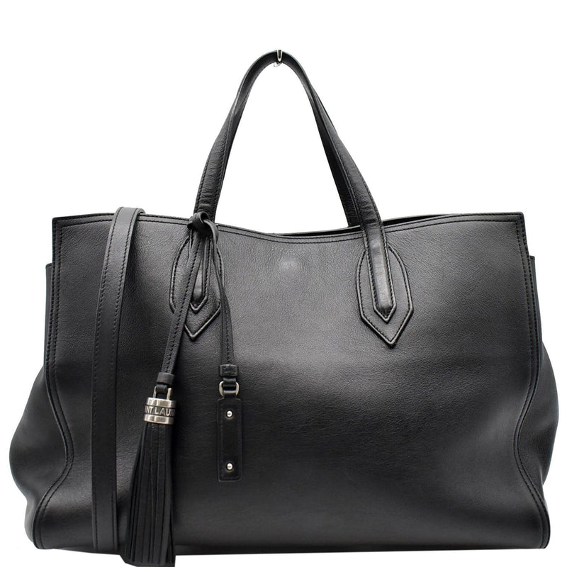 YVES SAINT LAURENT Amber Medium Leather Tote Bag Black - 25% OFF