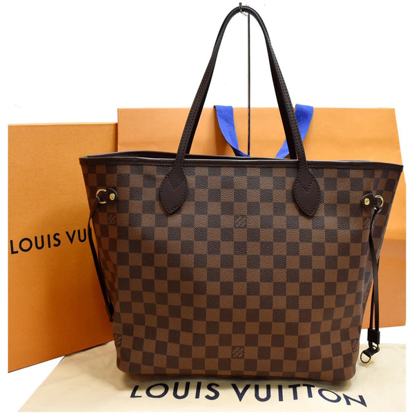 LOUIS VUITTON Neverfull MM Damier Ebene Tote Shoulder Bag Brown