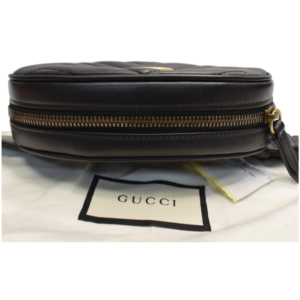 GUCCI GG Marmont Matelasse Leather Belt Bag Black 476434