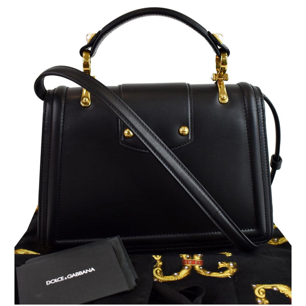 DOLCE & GABBANA Amore Calfskin Leather Shoulder Bag Black