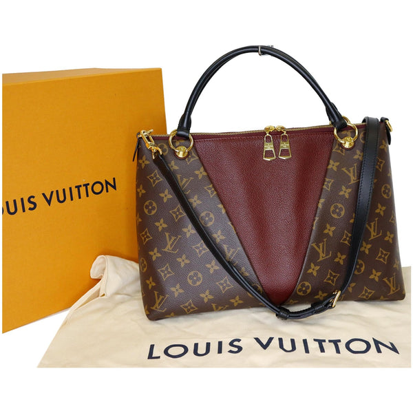 Louis Vuitton V MM Monogram Canvas Tote Shoulder Bag - V design