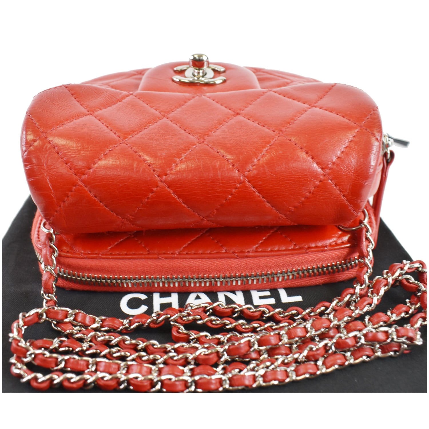 Chanel Bracelet On Chain Flap Bag Quilted Caviar Mini Gray 1800121