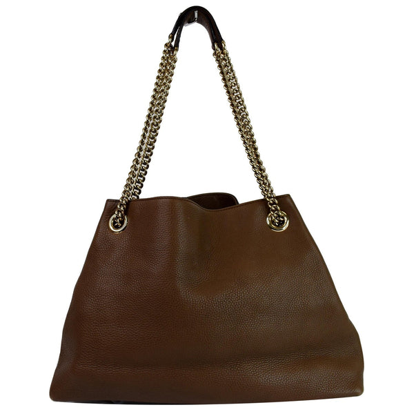 GUCCI Soho Pebbled Leather Chain Shoulder Bag Brown 308982
