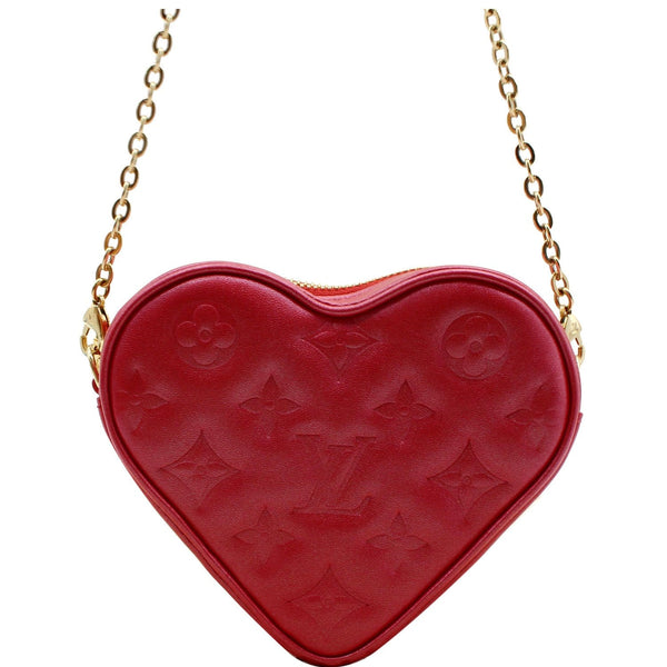 LOUIS VUITTON Heart on Chain Monogram Embossed Crossbody Bag Red - Final Sale