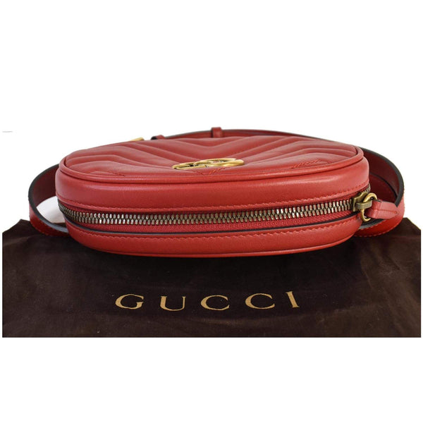 Gucci GG Marmont Matelasse Leather Belt Women Bag - zip front