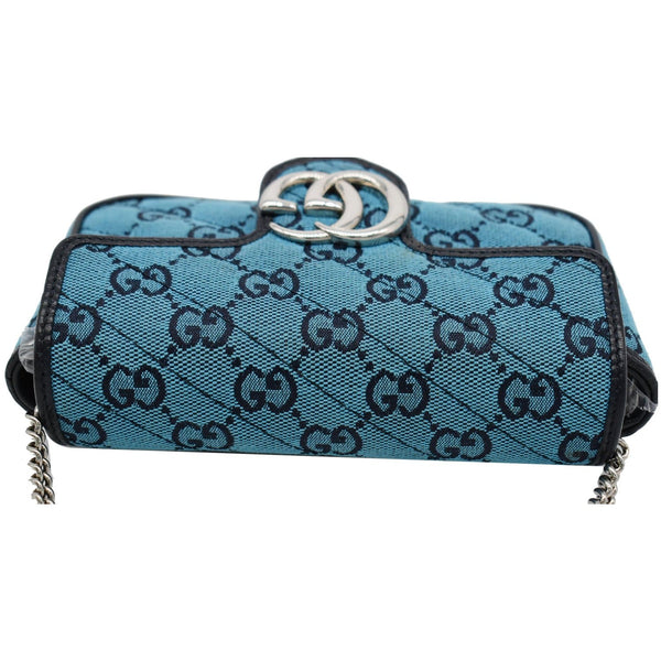 GUCCI GG Marmont Super Mini Matelasse Canvas Crossbody Bag Blue 476433
