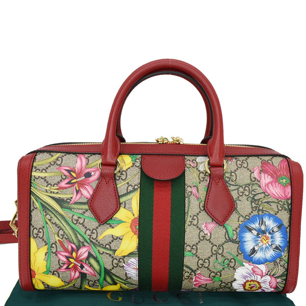 GUCCI Ophidia Flora Web GG Supreme Canvas Top Handle Shoulder Bag Red 524532