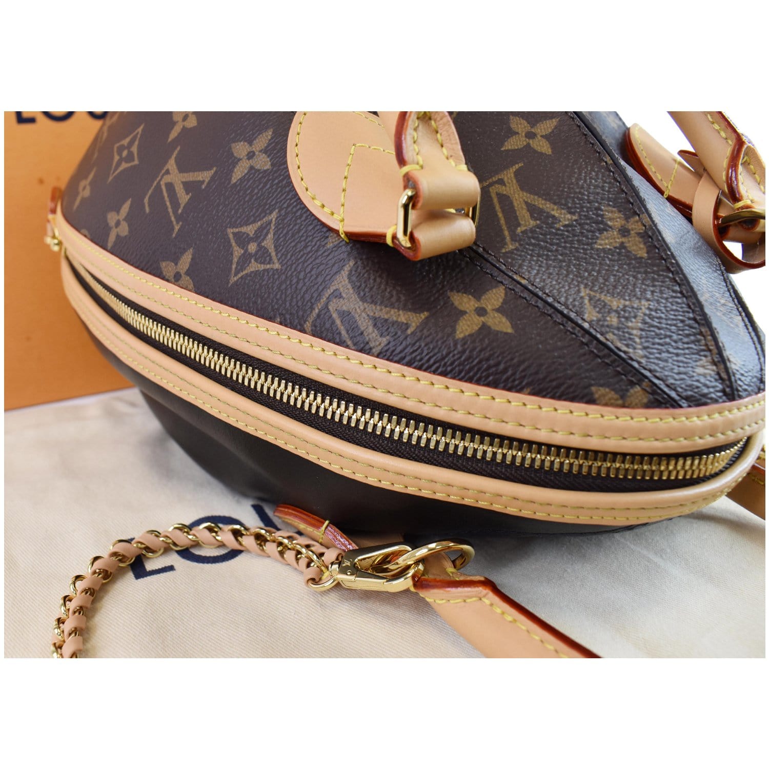 Louis Vuitton EGG bag, Monogram coated & Black leather W/ Box & Card