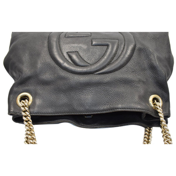 GUCCI Soho Pebbled Leather Chain Shoulder Bag 308982 Black