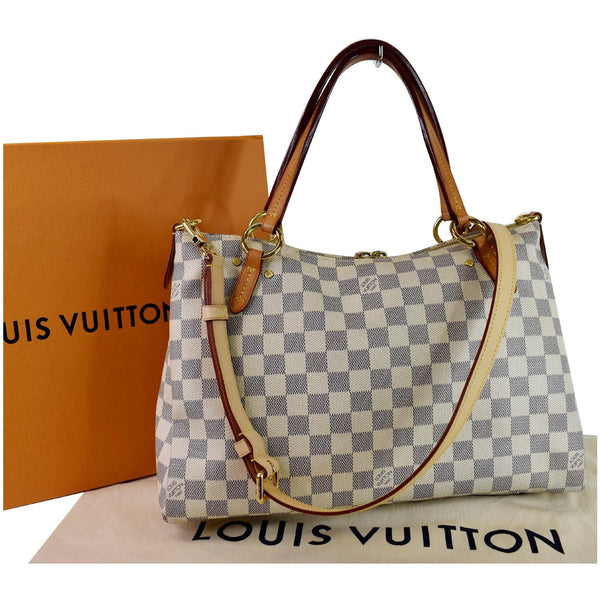 Louis Vuitton Lymington Damier Azur Shoulder Bag White - front look