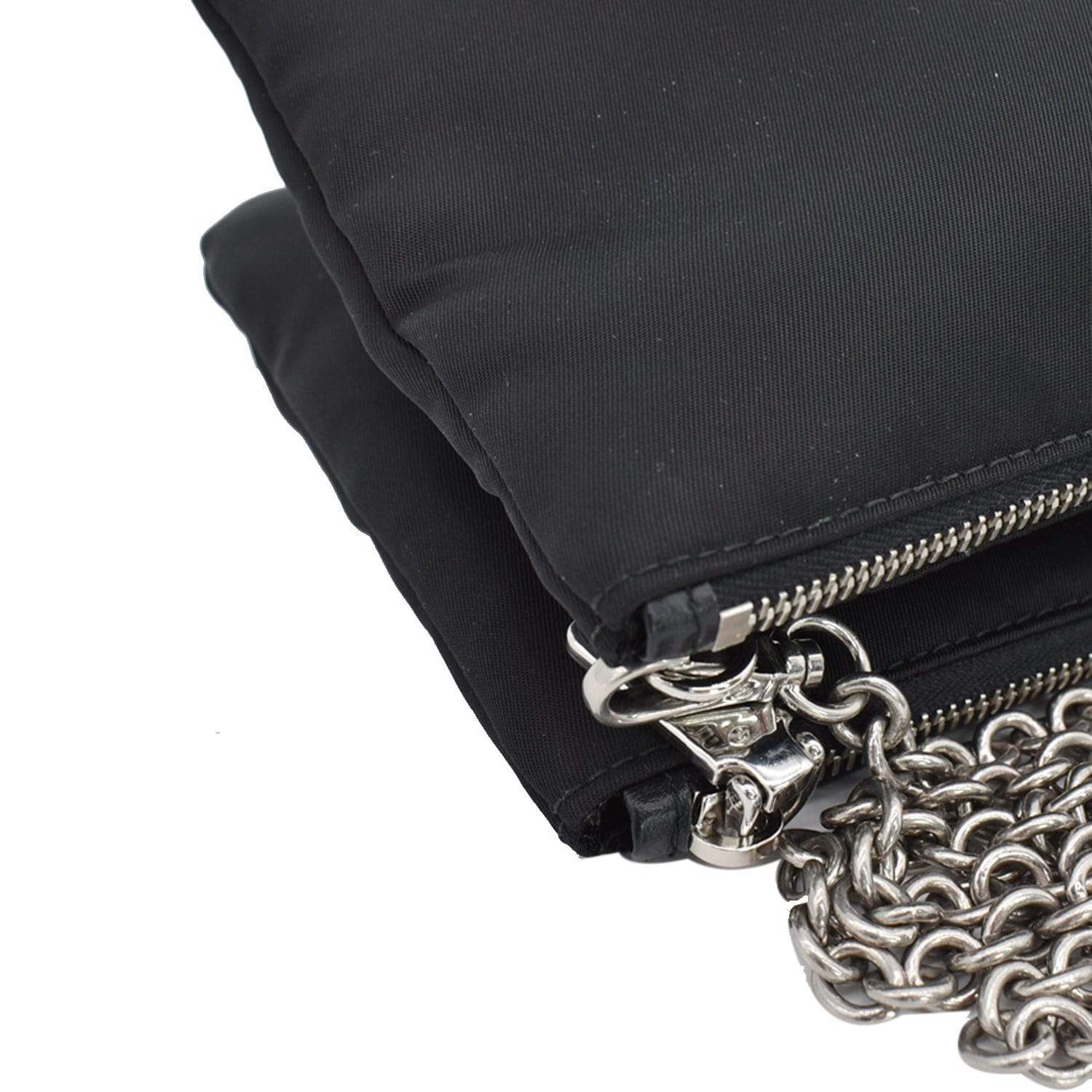 PRADA Mini Nylon Chain Crossbody Bag Black