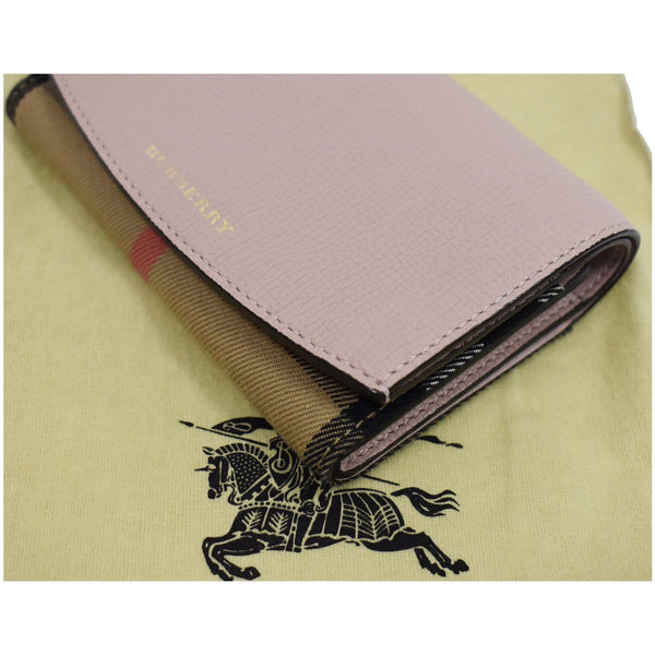 BURBERRY Luna House Check Leather Wallet Rose Pink