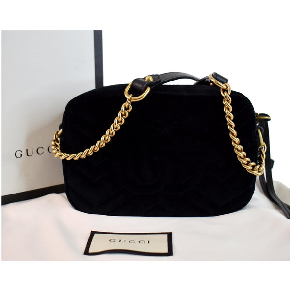 GUCCI GG Marmont Mini Marquise Crystal Velvet Crossbody Bag 448065