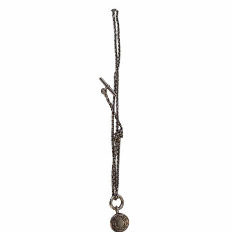 HERMES Sterling Silver Mini Clou de Selle Charm Pendant Necklace