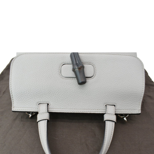 GUCCI Bamboo Daily Small Leather Shoulder Bag Grey 370831