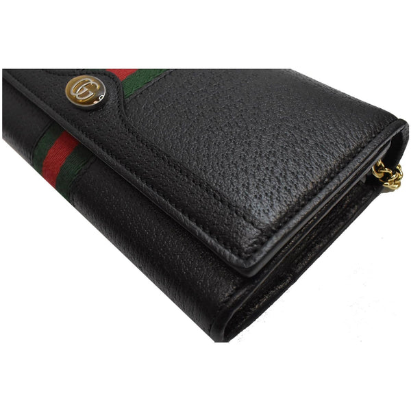 GUCCI Ophidia GG Web Leather Wallet On Chain Bag Black 546592