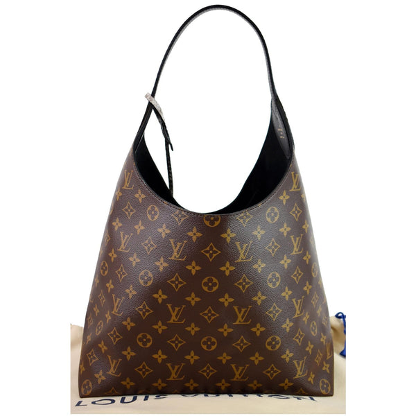 LOUIS VUITTON Flower Monogram Canvas Shoulder Hobo Bag Brown